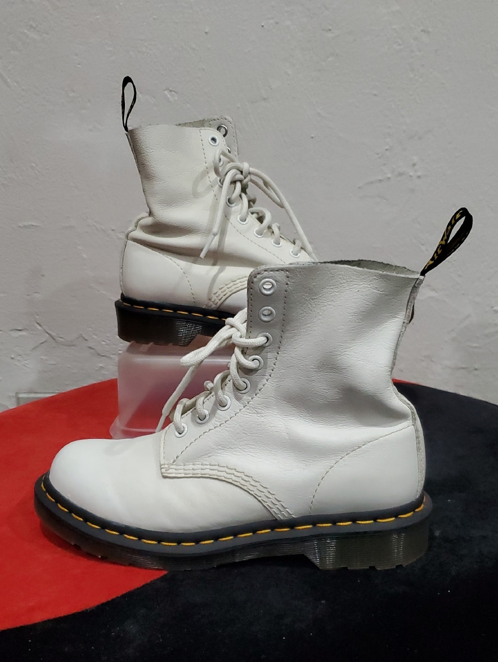 Dr Martens 1460 Pascal White Leather Combat Boots - Size 6